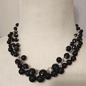 Cluster Necklace With Black Glass Beads